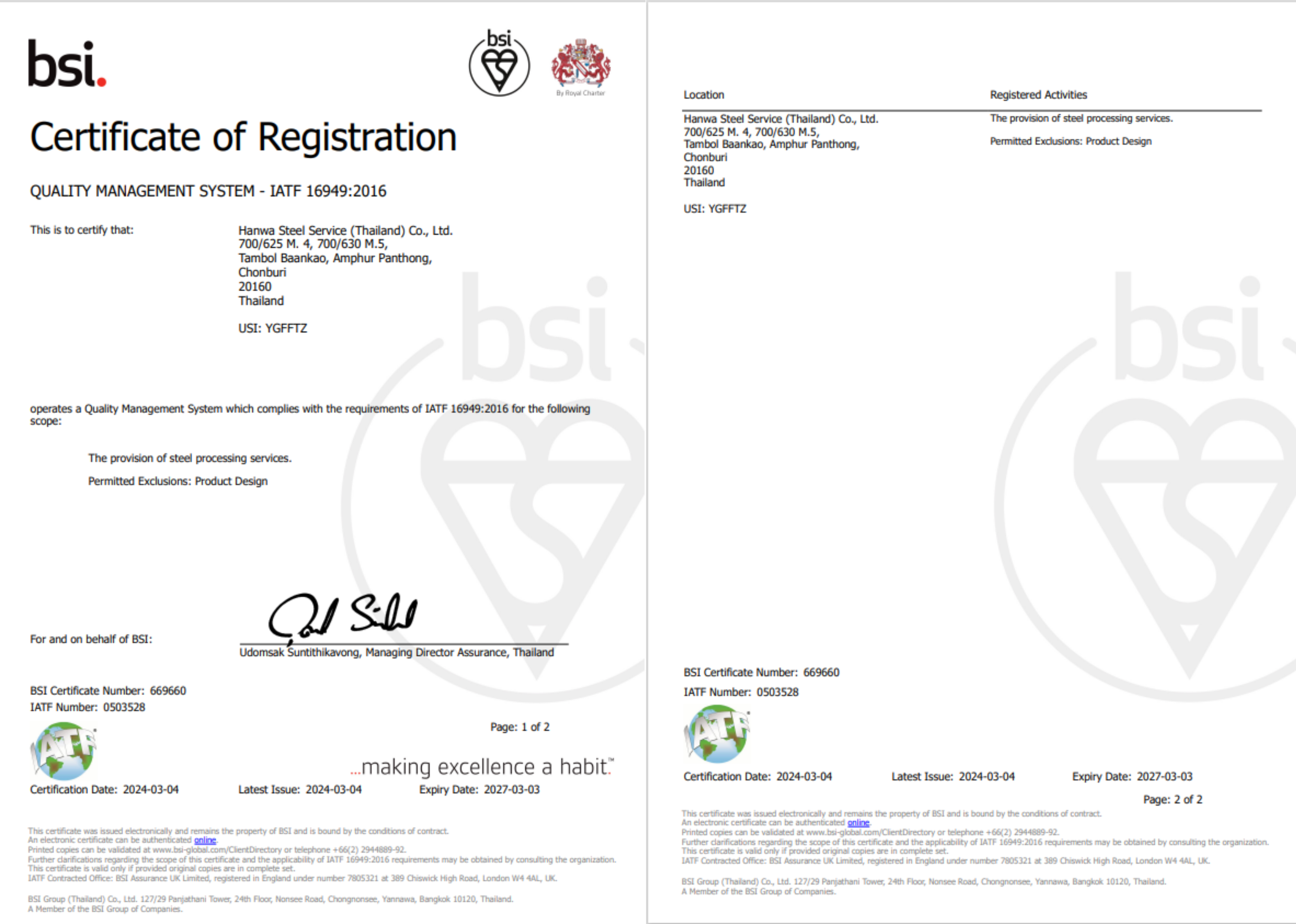 IATF 16949:2016 Certificate